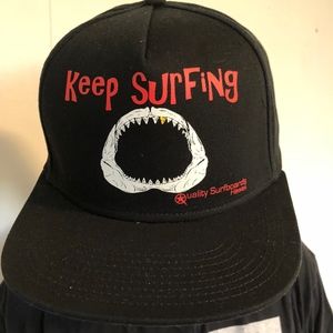 Keep Surfing gold shark tooth surf brand hat